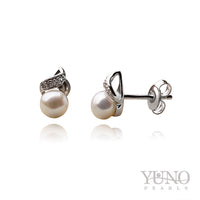 Cercei din argint 925, perle albe, 5-6mm