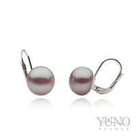 Cercei argintii perle mov pal 8-9 mm