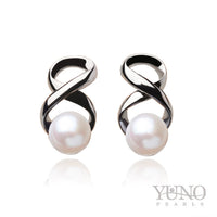 Cercei din argint 925, perle albe, 6-7mm