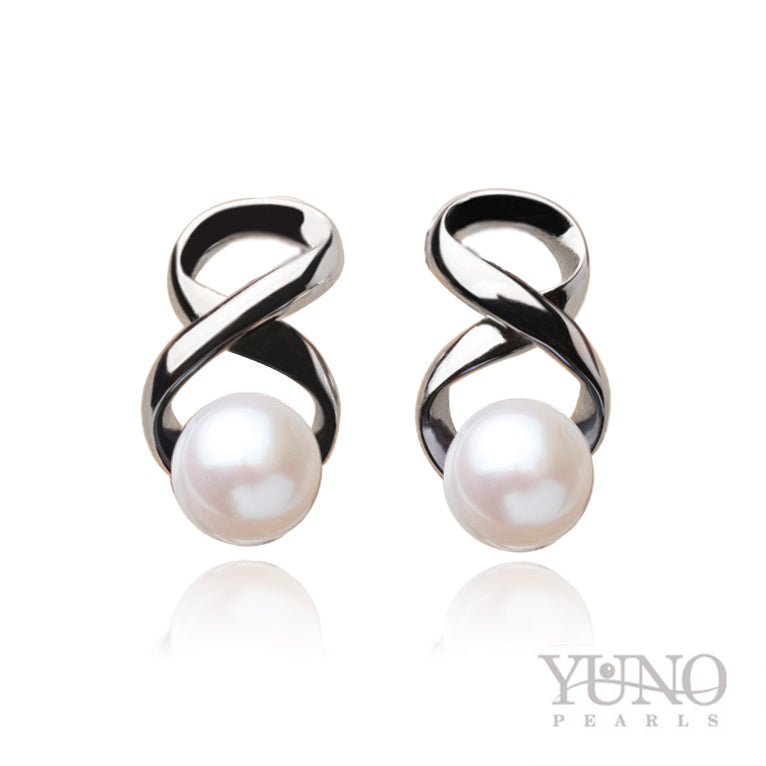 Cercei din argint 925, perle albe, 6-7mm