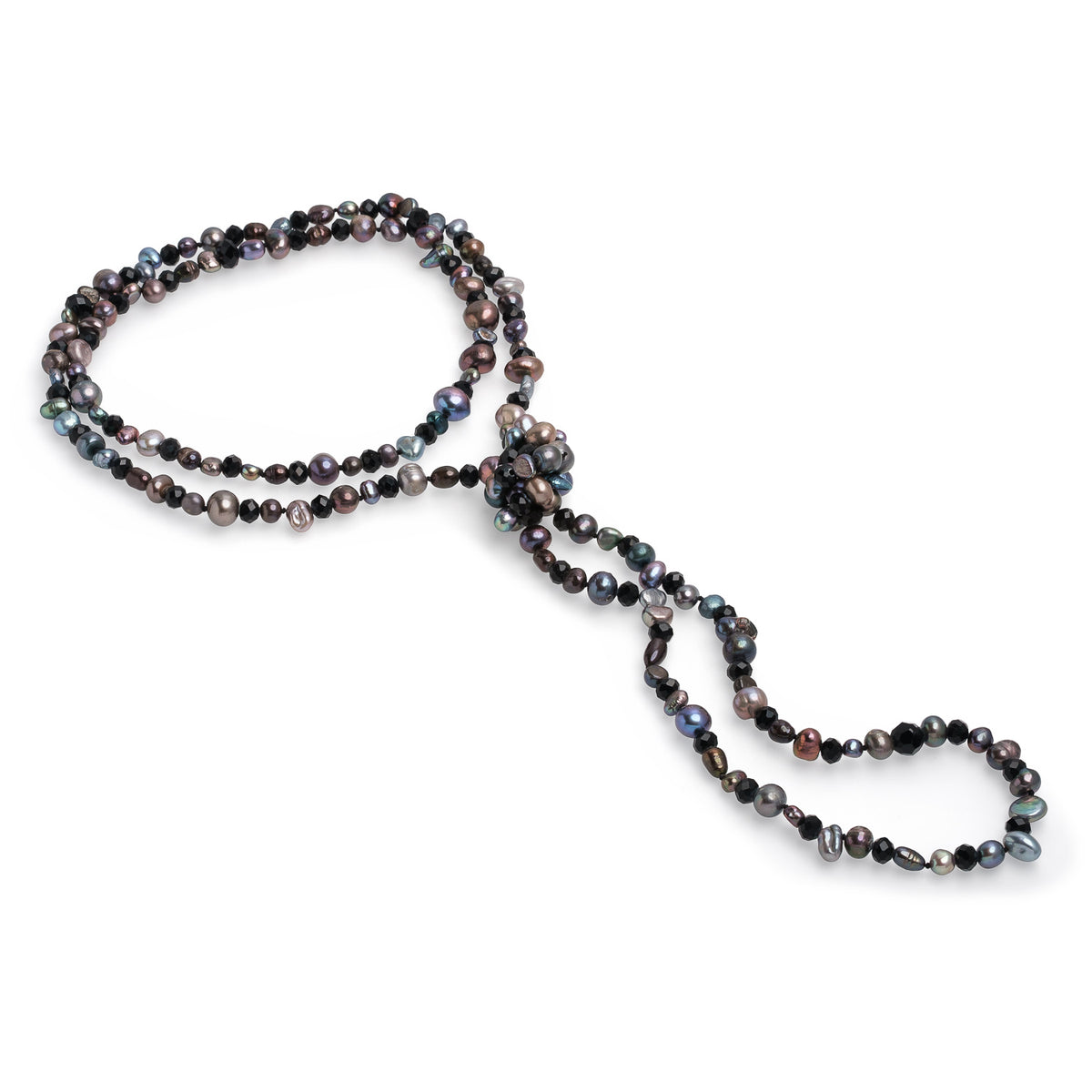 Colier perle de cultură și cristale, 5-6 mm, lungime 126 cm