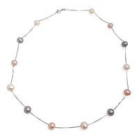 Colier argint, perle de cultură multicolor, 7-8mm, 45cm