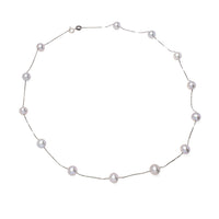 Colier argint, perle de cultură gri 7-8mm, lungime 45 cm