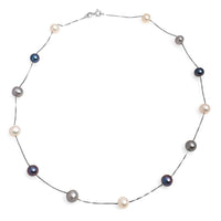 Colier argint, perle de cultură multicolor, 7-8mm, 45cm