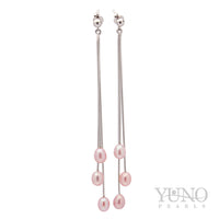 Cercei din argint 925, perle violet, 5-6mm