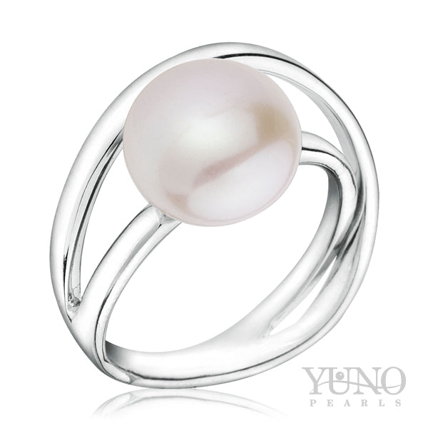 Inel din argint 925, perle albe, 10-11mm