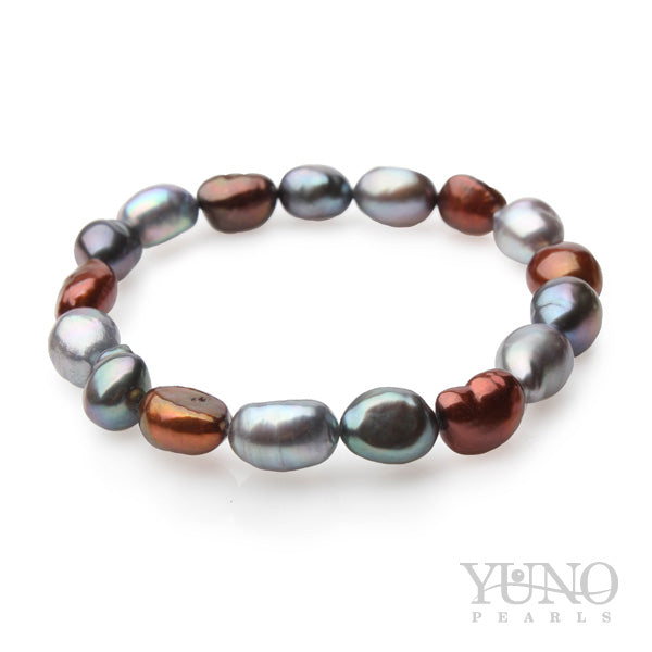 Brăţară, perle de cultură multicolor, 8-10mm, lungime 18cm