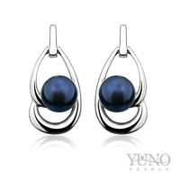 Cercei din argint 925, perle negre, 6-7mm