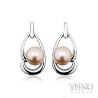 Cercei din argint 925, perle roz, 6-6.5mm