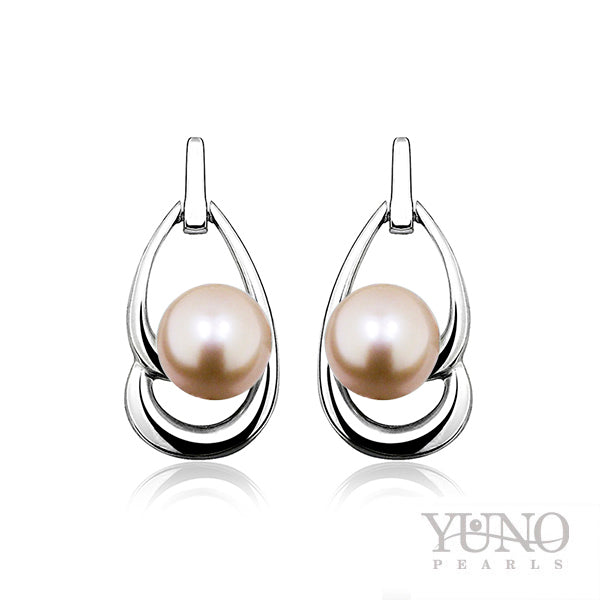 Cercei din argint 925, perle roz, 6-6.5mm