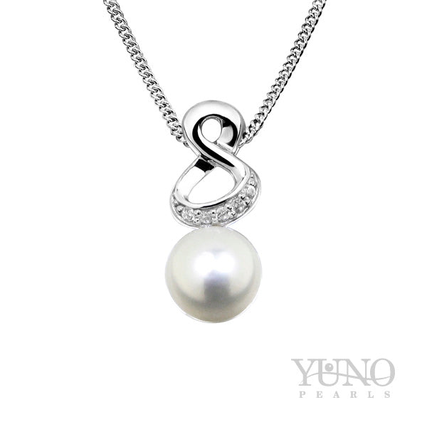 Pandantiv din argint 925, perle albe, 8-9mm
