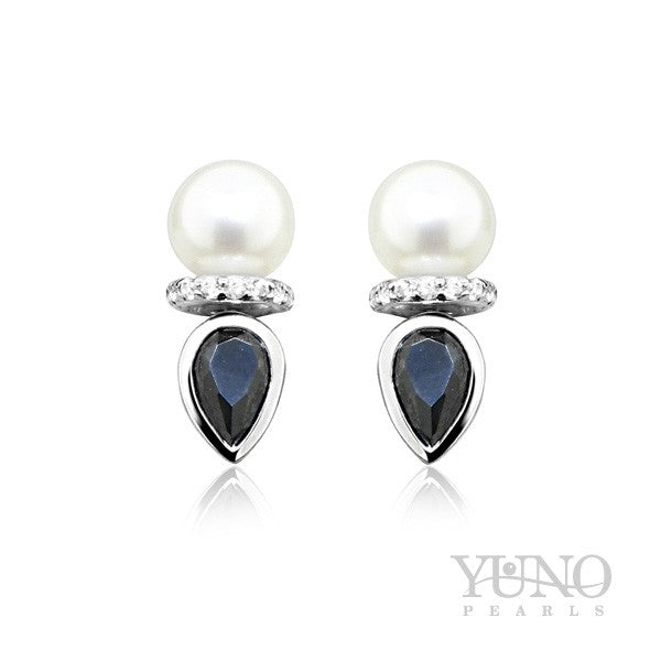 Cercei din argint 925, perle albe, 6-7mm