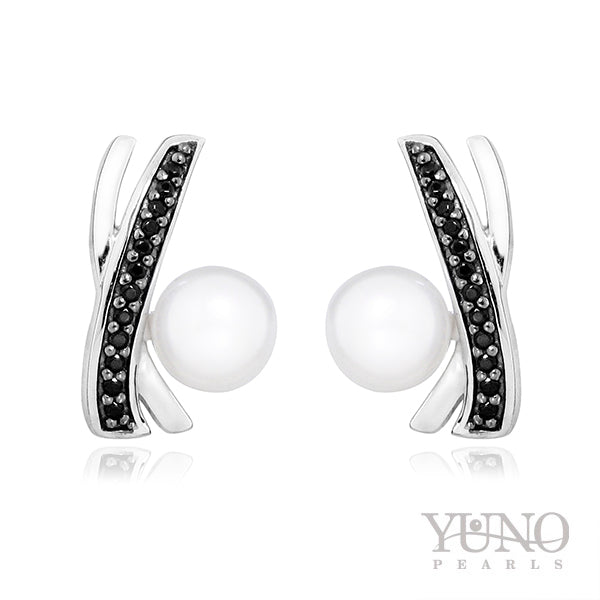 Cercei din argint 925, perle albe, 6-7mm