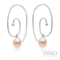 Cercei argint, perle roz, 6-9mm