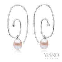 Cercei argint, perle violet, 6-9mm