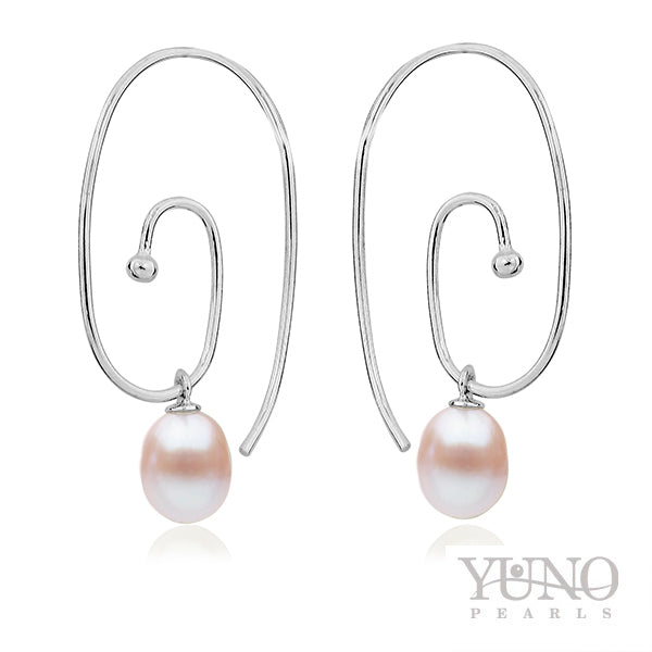 Cercei argint, perle violet, 6-9mm