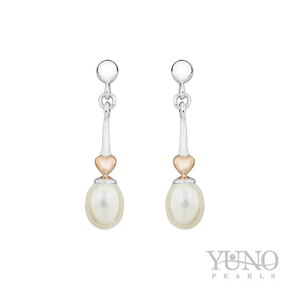 Cercei din argint 925, perle albe, 6-9mm