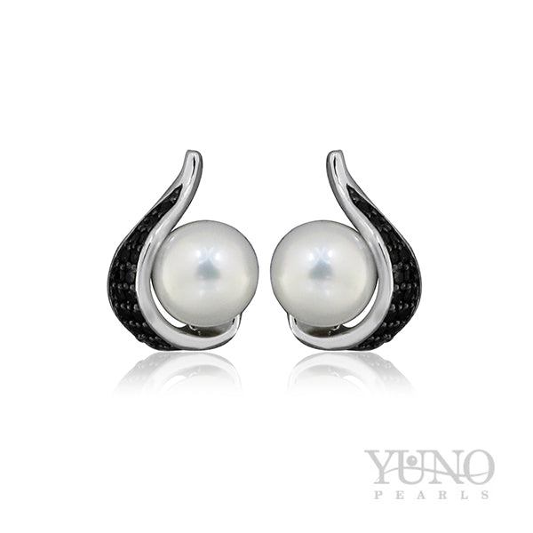 Cercei din argint 925, perle albe, 6-7mm