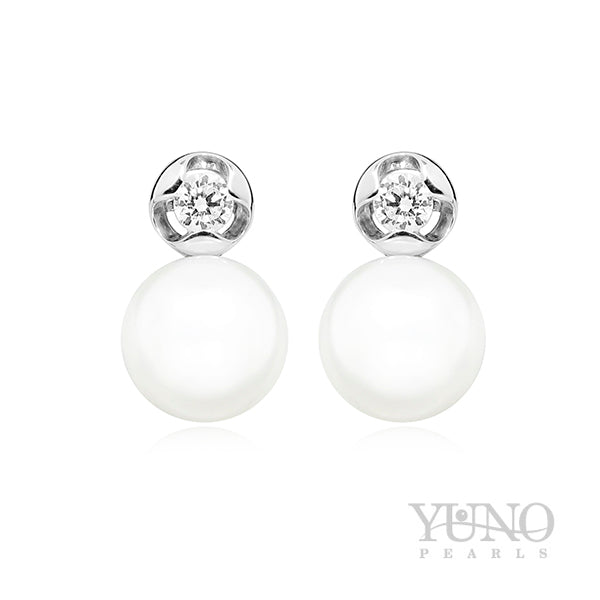 Cercei din argint 925, perle albe, 8-9mm