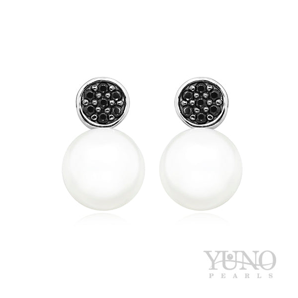 Cercei din argint 925, perle albe, 8-9mm