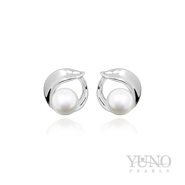 Cercei din argint 925, perle albe, 6-7mm