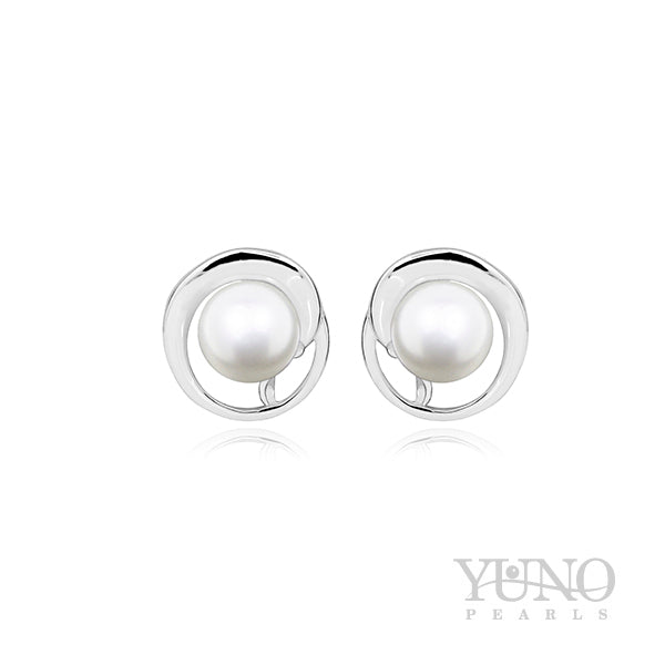 Cercei din argint 925, perle albe, 6-7mm