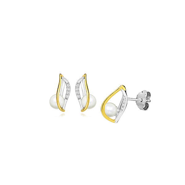 Cercei din argint 925, perle albe, 6-7mm