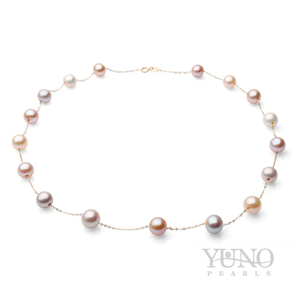 Colier din aur 18K, perle melanj, 8-9mm, 40cm