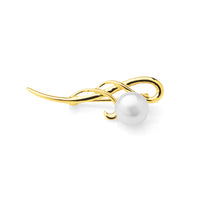 Broşă din argint placat cu aur galben 18K, perlă albă, 9-10mm