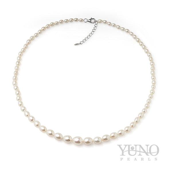 Colier cu perle oval albe , 4.5-9mm, 45cm