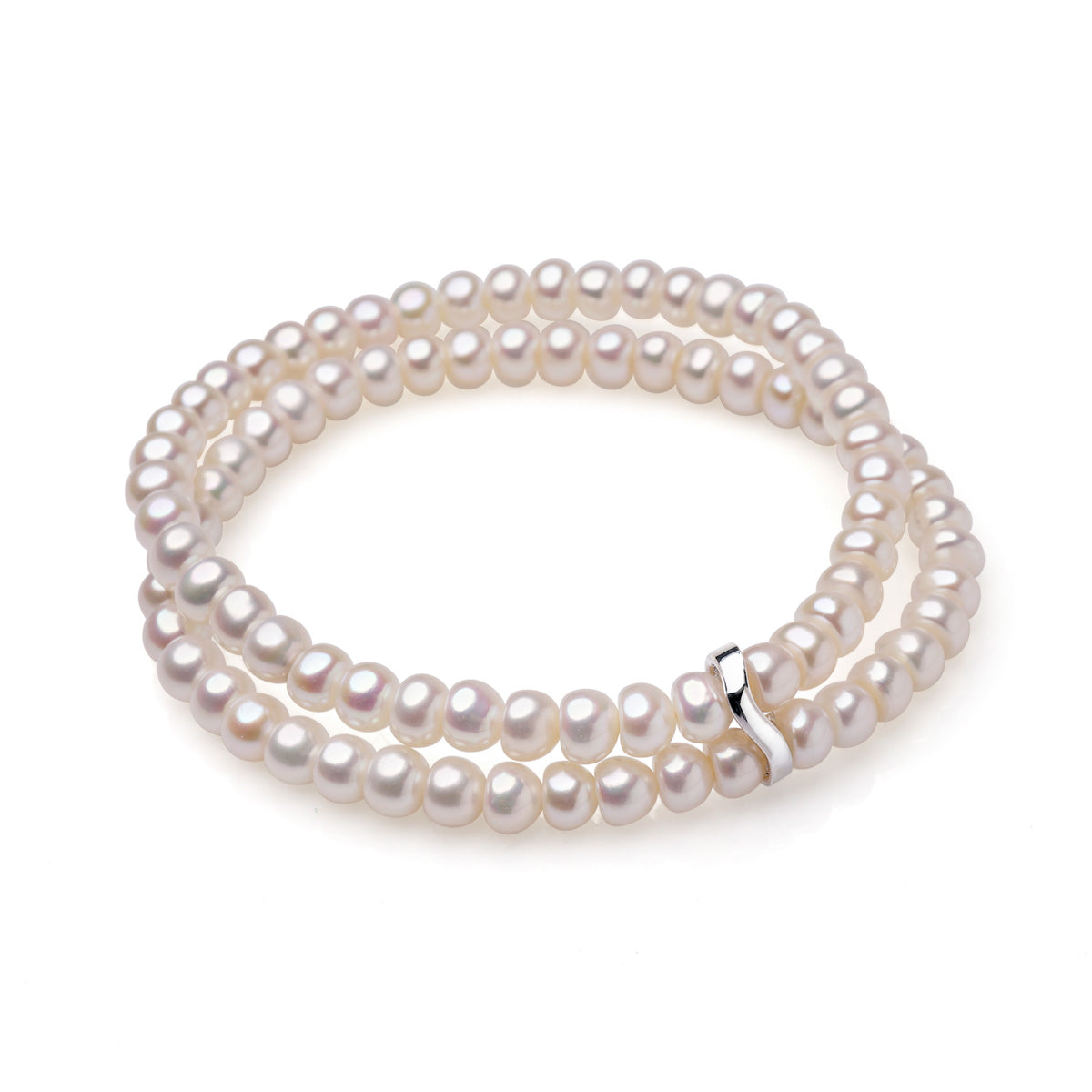 Brăţară perle de cultură albe sfere 5-5.5mm, lungime 18cm