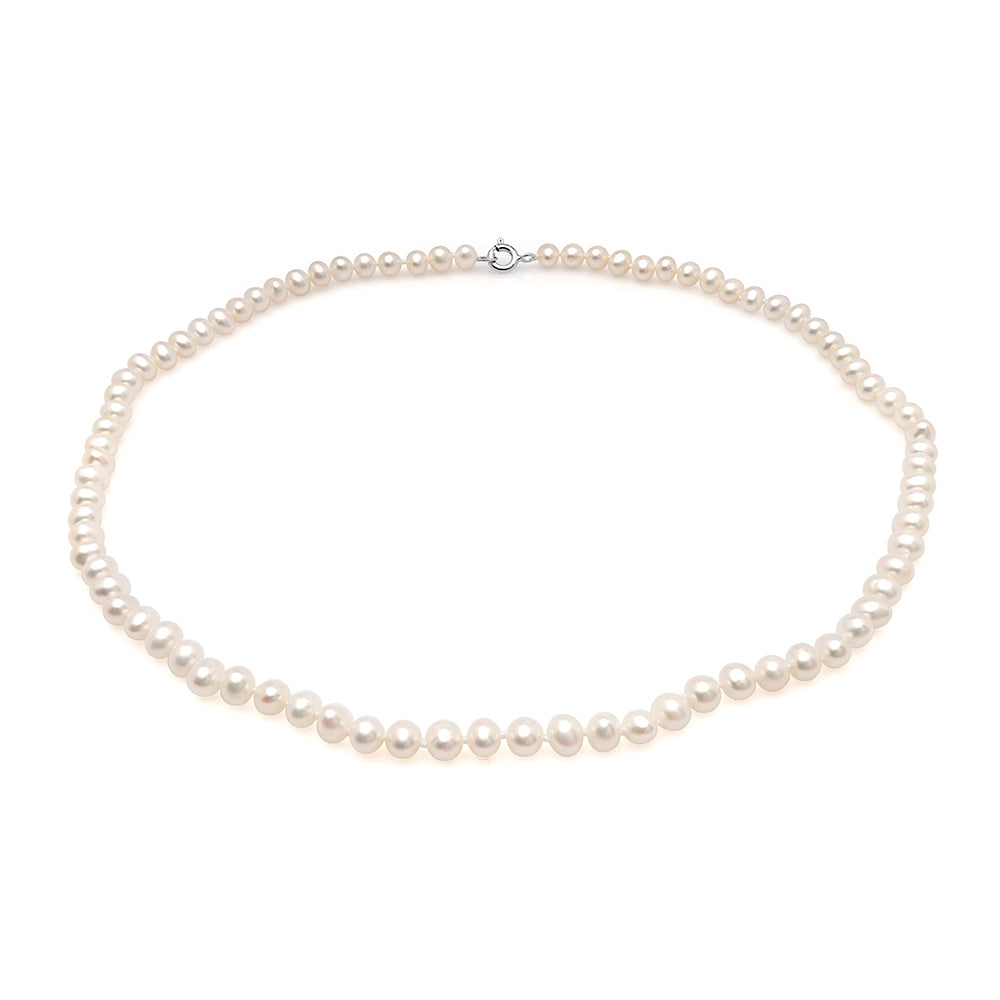 Colier cu perle albe 4-5mm, 41/43 cm