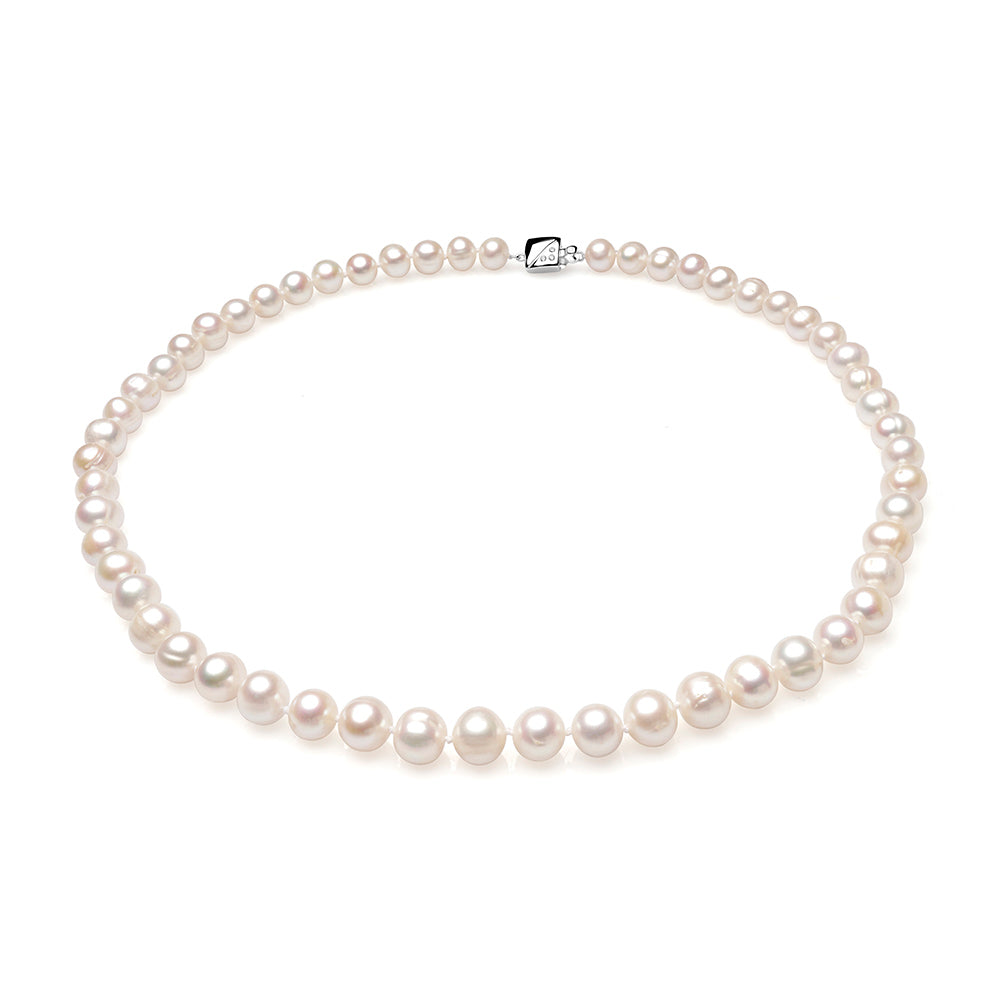 Colier cu perle albe 7-8mm, 41cm