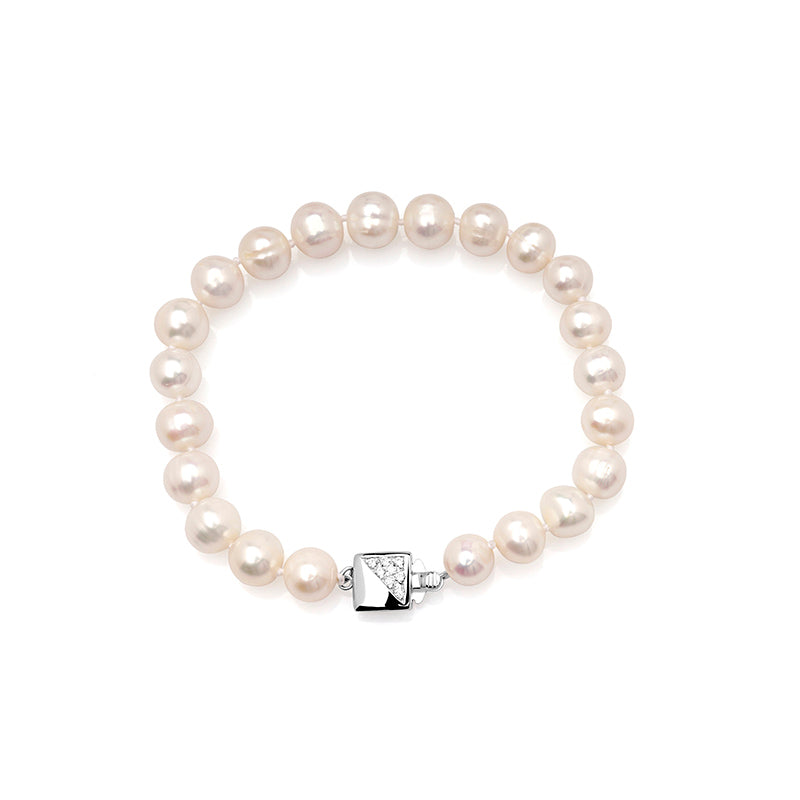 Brățară cu perle albe 7-8 mm, 19 cm