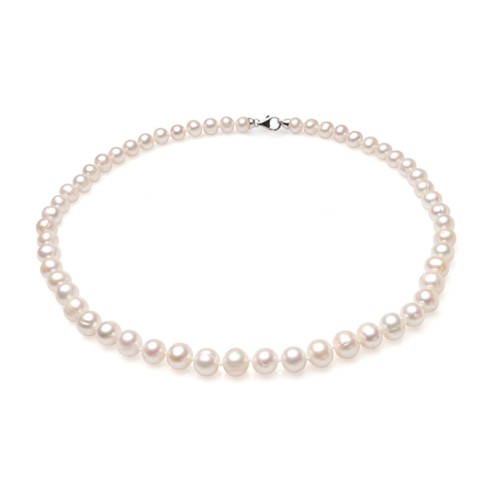 Colier, perle albe, 8-9mm