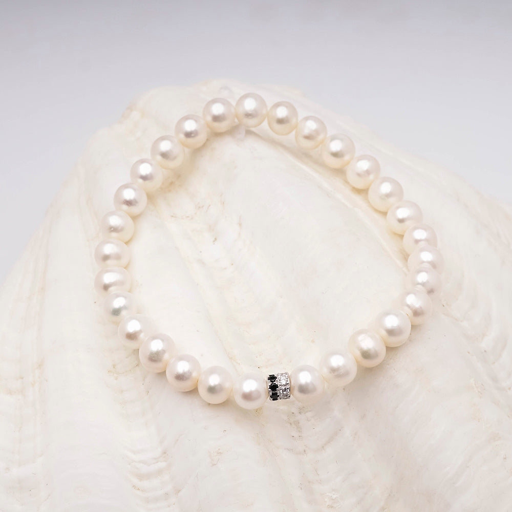 Brățară cu perle albe 7-8 mm, 19 cm