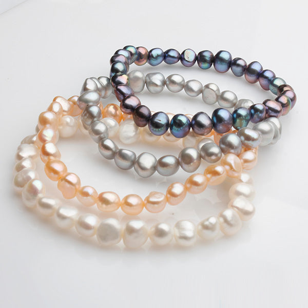 Brățară perle de cultură gri asimetrice 6-7mm, lungime 19cm