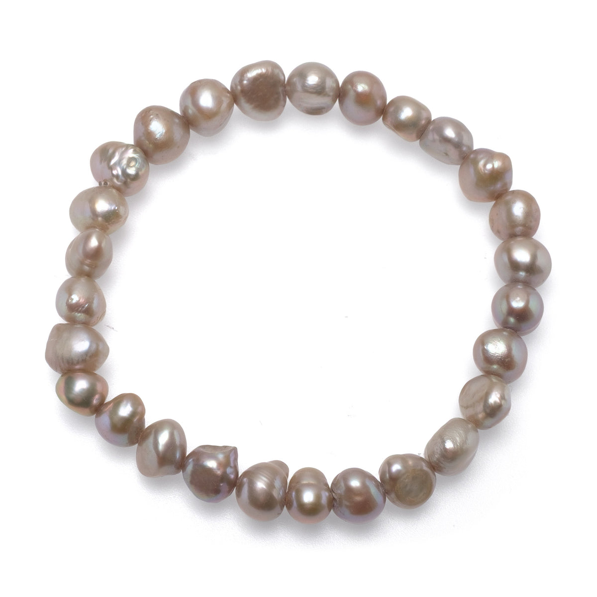 Brățară cu perle de cultură bej asimetrice, 6-7 mm, 19 cm