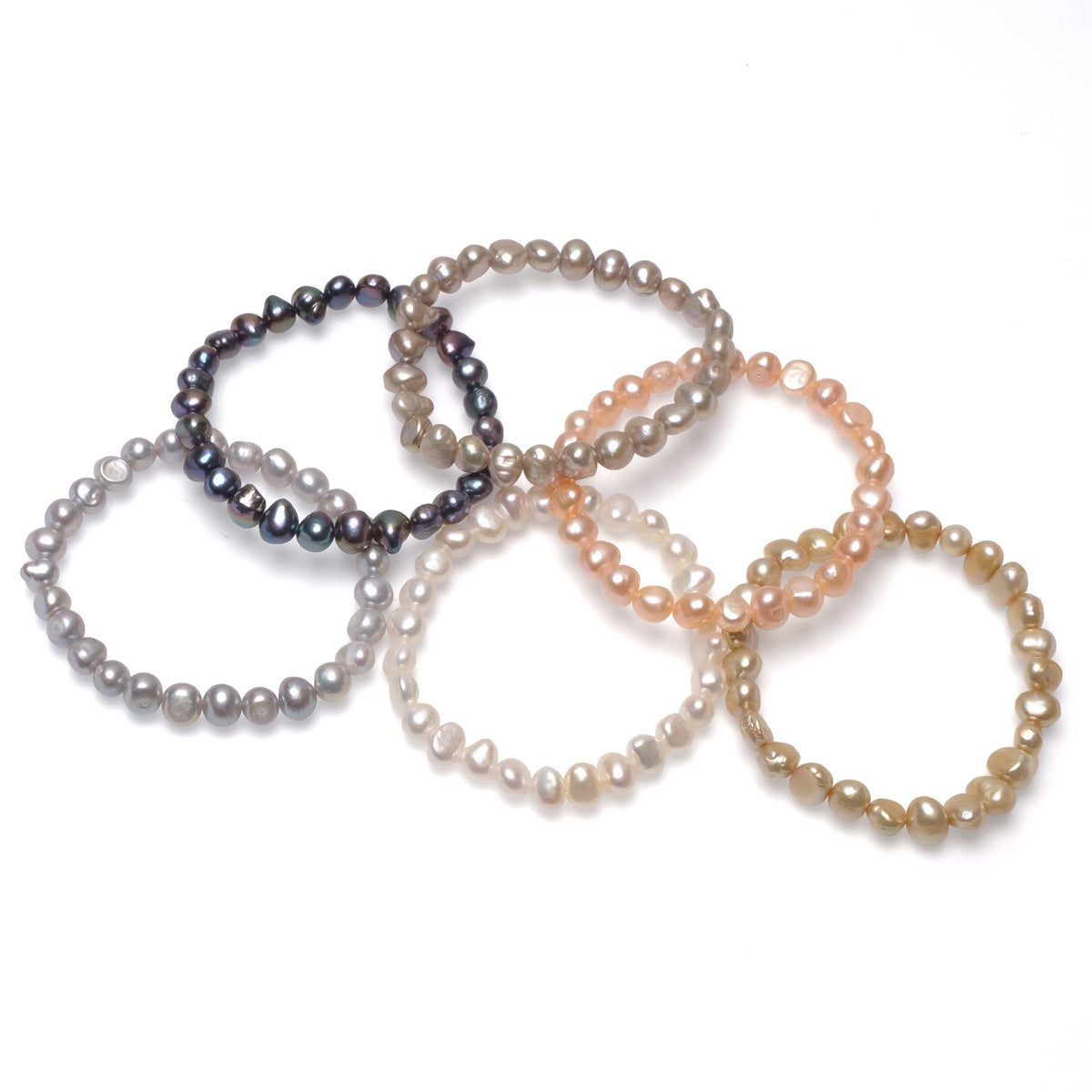 Brățară cu perle de cultură bej asimetrice, 6-7 mm, 19 cm