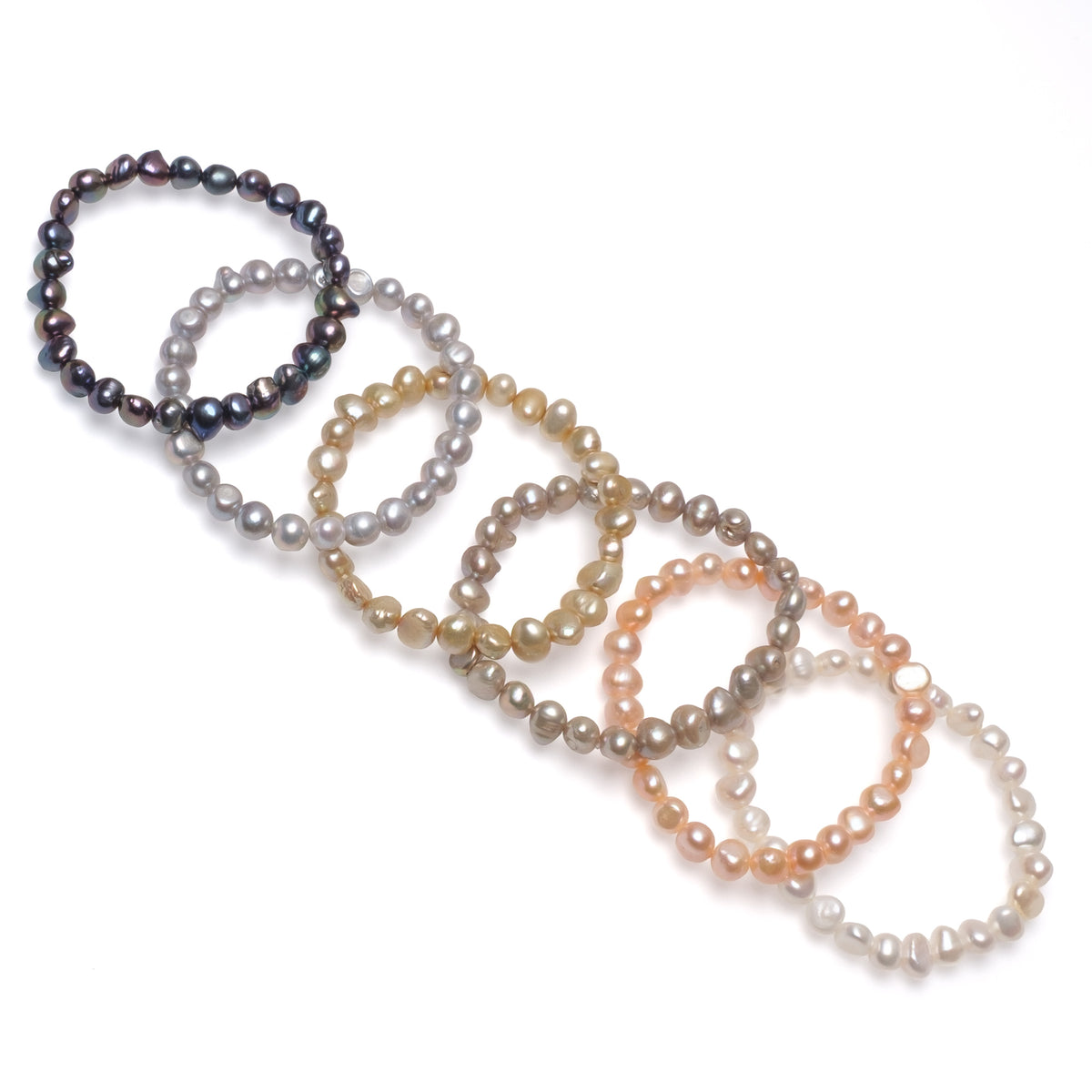 Brățară perle de cultură culoare închisă asimetrice 6-7 mm, lungime 19 cm