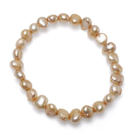 Brățară cu perle de cultură aurii asimetrice, 6-7 mm, 19 cm