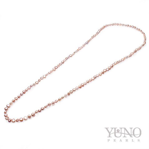 Colier cu perle violet, 6-7mm, 125cm