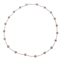 Colier din argint cu perle violet, 2-4 mm,  lungime 43cm