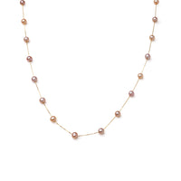 Colier lănțișor aur 18K cu perle de cultură multicolor 4-5mm, lungime 45 cm
