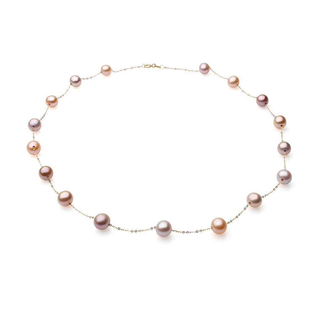 Colier aur galben 18K și perle de cultură multicolor 7-8mm, lungime 45 cm