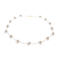 Colier aur galben 18K și perle de cultură albe 7-8mm, lungime 45 cm