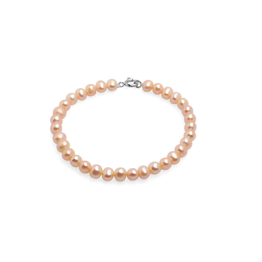 Brățară cu perle roz 5-6mm, închizătoare argint 925, lungime 19 cm