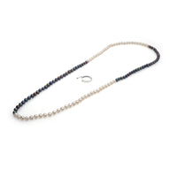Șirag perle de cultură albe și culoare închisă 7-8mm, lungime 90cm