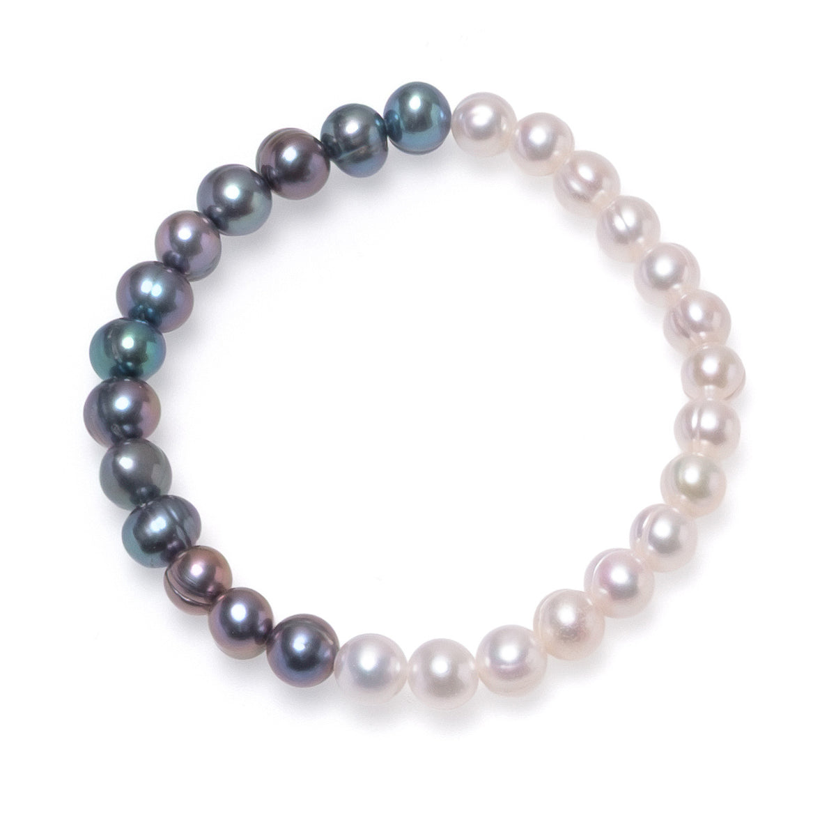 Brațară perle de cultură culoare închisă și albe 7-8mm, lungime 19 cm