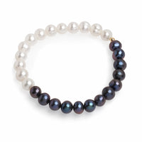 Brățară cu perle de cultură albe și culoare închisă 7-8mm. Elastic